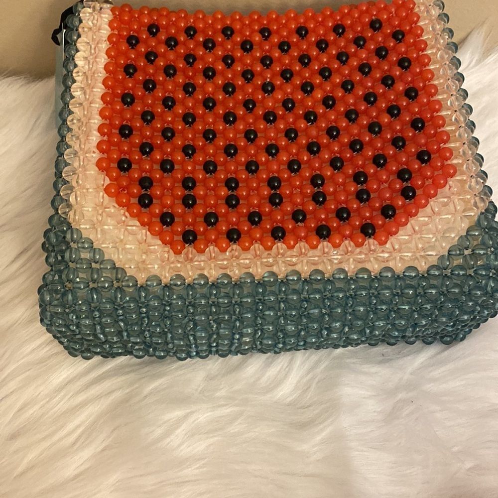 NWT Cynthia Rowley | Rare Watermelon Acrylic Beaded Tote Shoulder Bag 🍉 - Picture 11 of 13